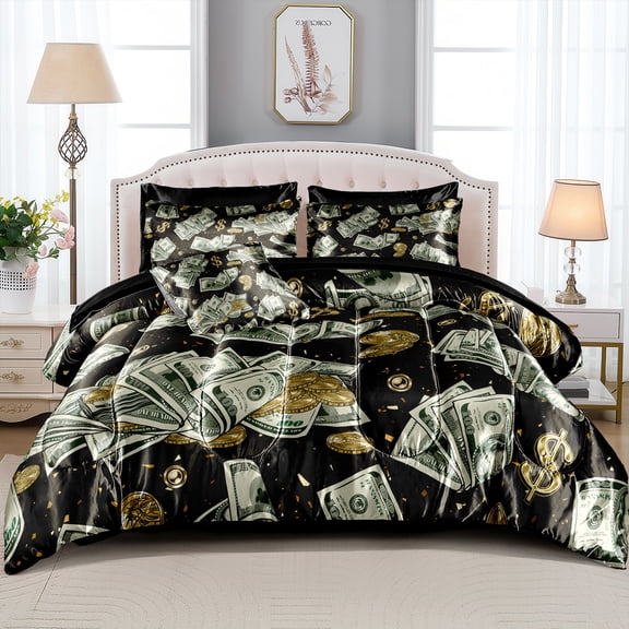 Sun and Moon Comforter Queen Size 8 Pcs Bed in A Bag Satin Bedding Set Black Boho Bed Home Decor Luxury Hotel Silky Down Duvet