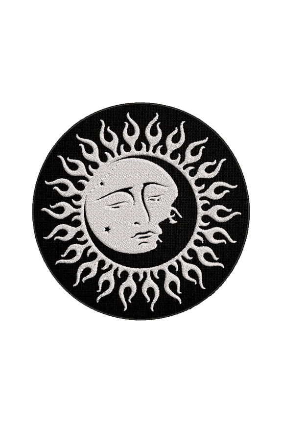 Sun and Moon Cosmology Embroidered Patch Iron-On Applique, Cosplay Vest Clothing Badge Back Packs Uniform DIY