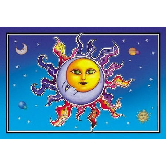 Sun and Moon - Dan Morris, Set of 2 Mailable POSTCARD for Travel Welcome Invitations Holiday Thank you Cards - 6" x 4"