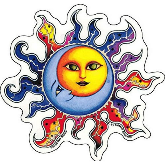 Sun and Moon - Dan Morris, Waterproof Vinyl Sticker DECAL for Car Bumper Skateboard Laptop Luggage - 4.75" x 4.75"