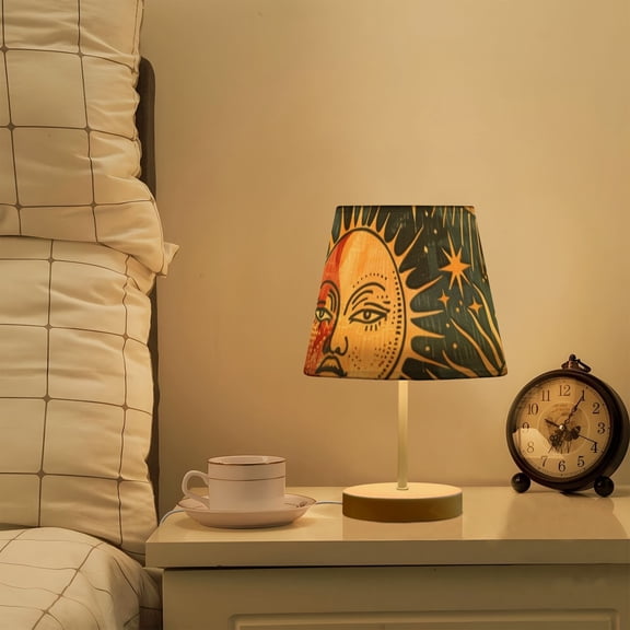 Sun and Moon Face LED Desk Lamp Table Lamp USB Bedside Nightstand Small Lamp for Bedroom Living Room Kids Room