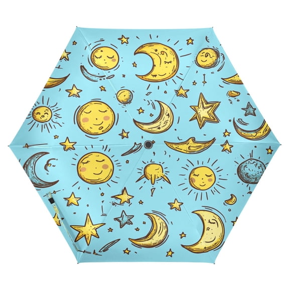 Sun and Moon Folding Umbrella UV50+ Waterproof Sun Protection Auto Open Close Compact Fiberglass Frame