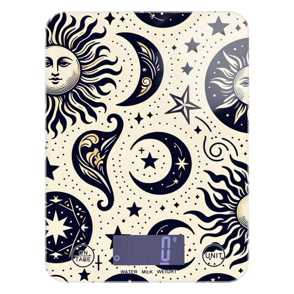 Sun and Moon Food Scale Digital Kitchen Scale Waterproof Tempered Glass Tare Function 11 lb for Baking Cooking Meal Prep