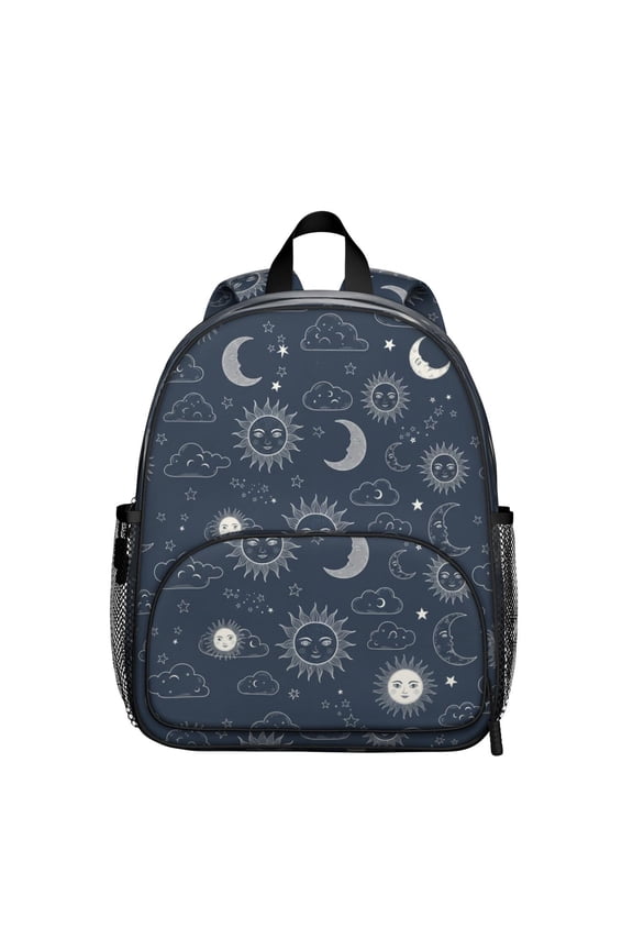 Sun and Moon Gothic Pattern Backpack for School, Cute School Bag with Adjustable Shoulder Straps and Padded Back, 13.8"x11.4"x6"