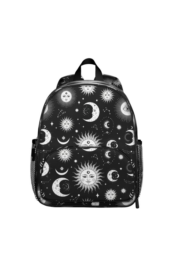 Sun and Moon Gothic Pattern Backpack for School, Cute School Bag with Adjustable Shoulder Straps and Padded Back, 13.8"x11.4"x6"