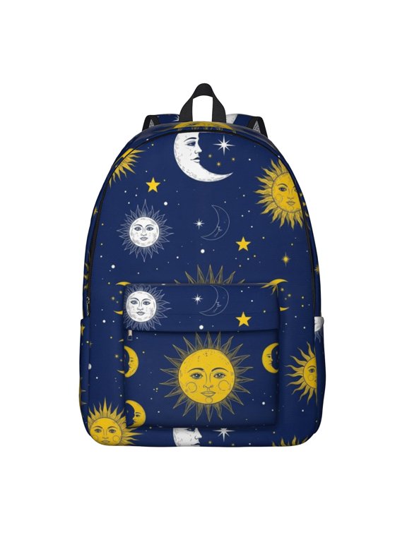 Sun and Moon Gothic Pattern Backpack for School, Cute School Bag with Adjustable Shoulder Straps and Padded Back, 15.7"x11.8"x5.5"