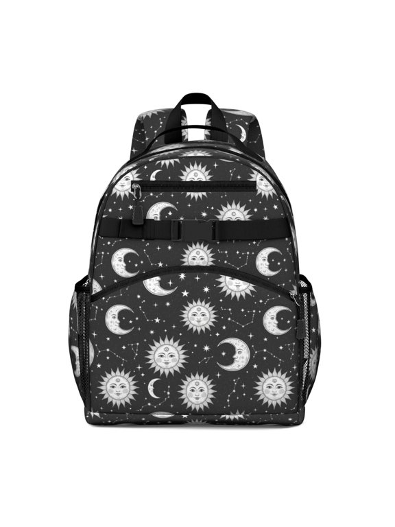 Sun and Moon Gothic Pattern Cute School Backpack Bag for School with Padded Back and Adjustable Shoulder Straps 15.25"x11.5"x5.25"