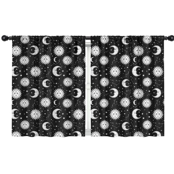 Sun and Moon Gothic Pattern Insulated Teens Curtains Set Of 2, Bedroom Essentials, Toddler Room Decor 42"x54"