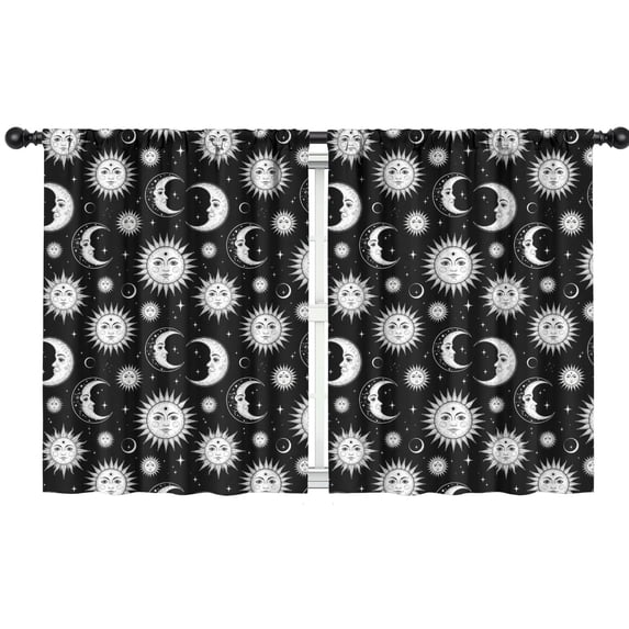 Sun and Moon Gothic Pattern Insulated Teens Curtains Set Of 2, Bedroom Essentials, Toddler Room Decor 42"x54"