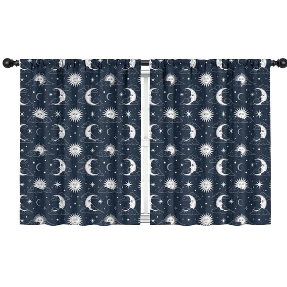 Sun and Moon Gothic Pattern Insulated Teens Curtains Set Of 2, Bedroom Essentials, Toddler Room Decor 42"x54"