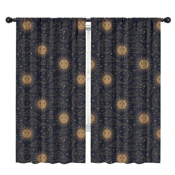Sun and Moon Gothic Pattern Insulated Teens Curtains Set Of 2, Bedroom Essentials, Toddler Room Decor 42"x84"