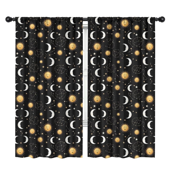 Sun and Moon Gothic Pattern Insulated Teens Curtains Set Of 2, Bedroom Essentials, Toddler Room Decor 42"x84"