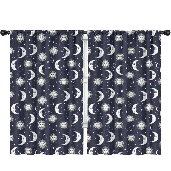 Sun and Moon Gothic Pattern Insulated Teens Curtains Set Of 2, Bedroom Essentials, Toddler Room Decor 52"x84"