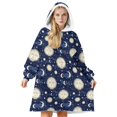 thumbnail image 1 of Sun and Moon Gothic Pattern Oversized Sherpa Fleece Wearable Blanket Hoodie, Double-Sided Warm Fuzzy Pullover with Super Pockets for Women & Men, 1 of 6