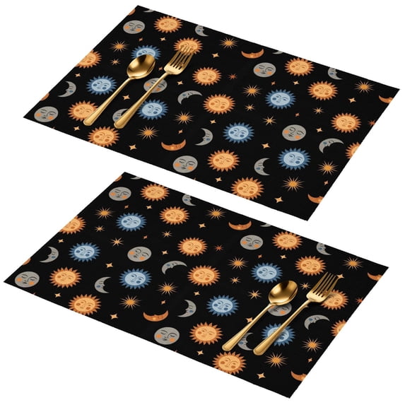 Sun and Moon Gothic Pattern PVC Woven Placemats Set Of 2, Outdoor ...