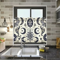 Sun and Moon Kitchen Curtains Half Tier Curtain 2 Rod Pockets Bathroom Bedroom Cupborad Living Room 27"x24"