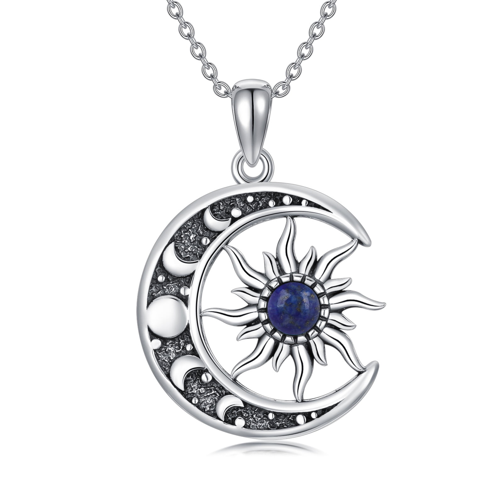 Sun and Moon Necklace 925 Sterling Silver Moon Sun Pendant Necklace ...