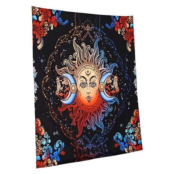 Sun and Moon Psychedelic Mystic Floral Tapestry Vintage Wall Blanket for Home Decor Bedroom Living Room Dorm 50.39 x 57.87 Inches