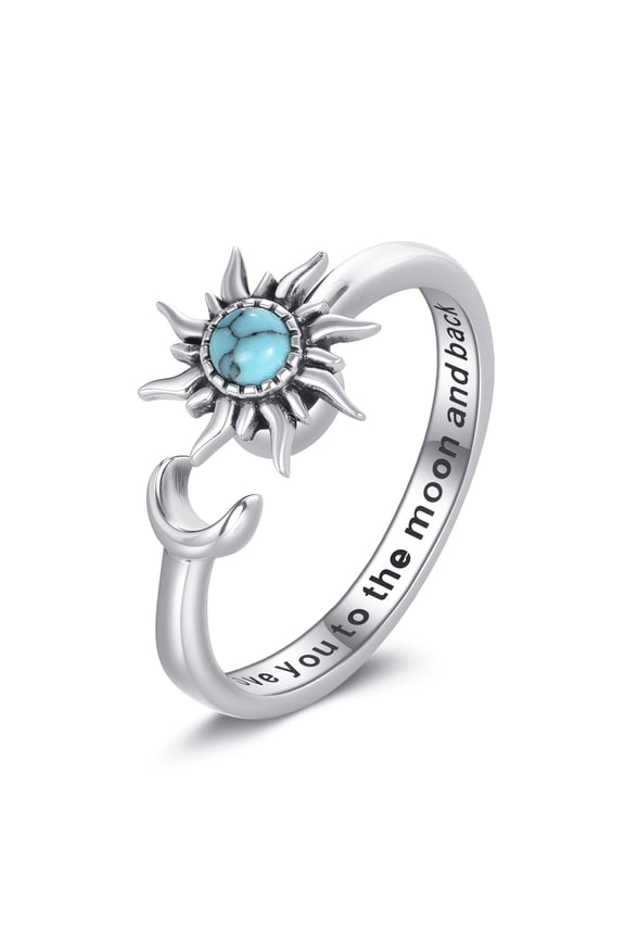 Sun and Moon Spinner Ring 925 Sterling Silver Sun Moon Ring Adjustable Vintage Jewelry Gifts for Women