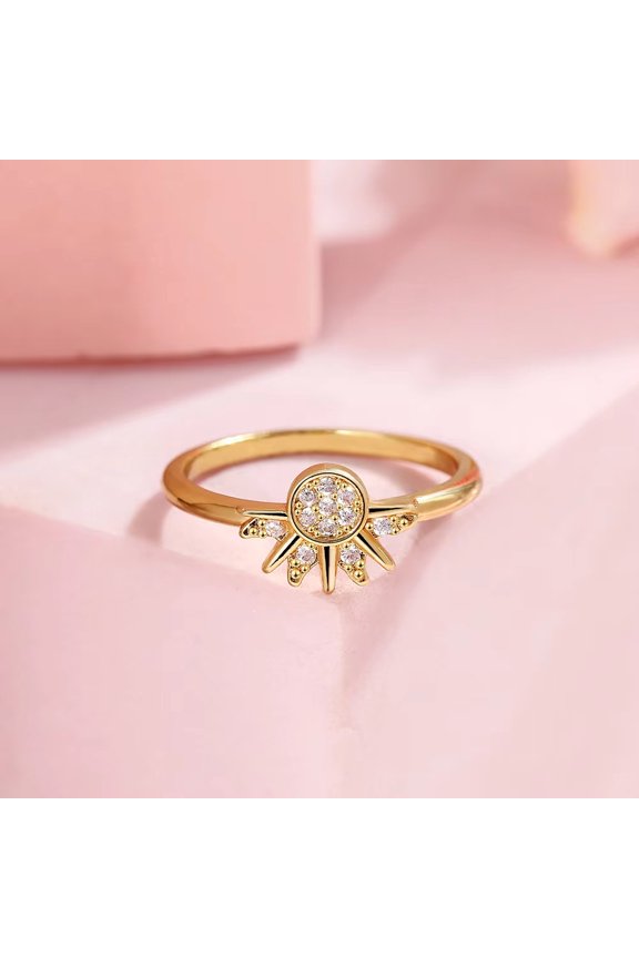 Sun and Moon Stackable Ring Set, 2-Piece Interchangeable Crystal Rings for Women