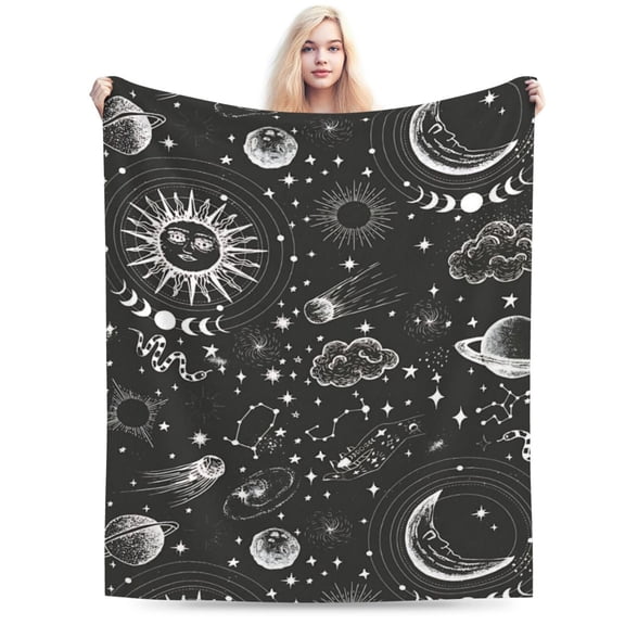 Sun and Moon Throw Blanket Cozy Fluffy Plush 50x40