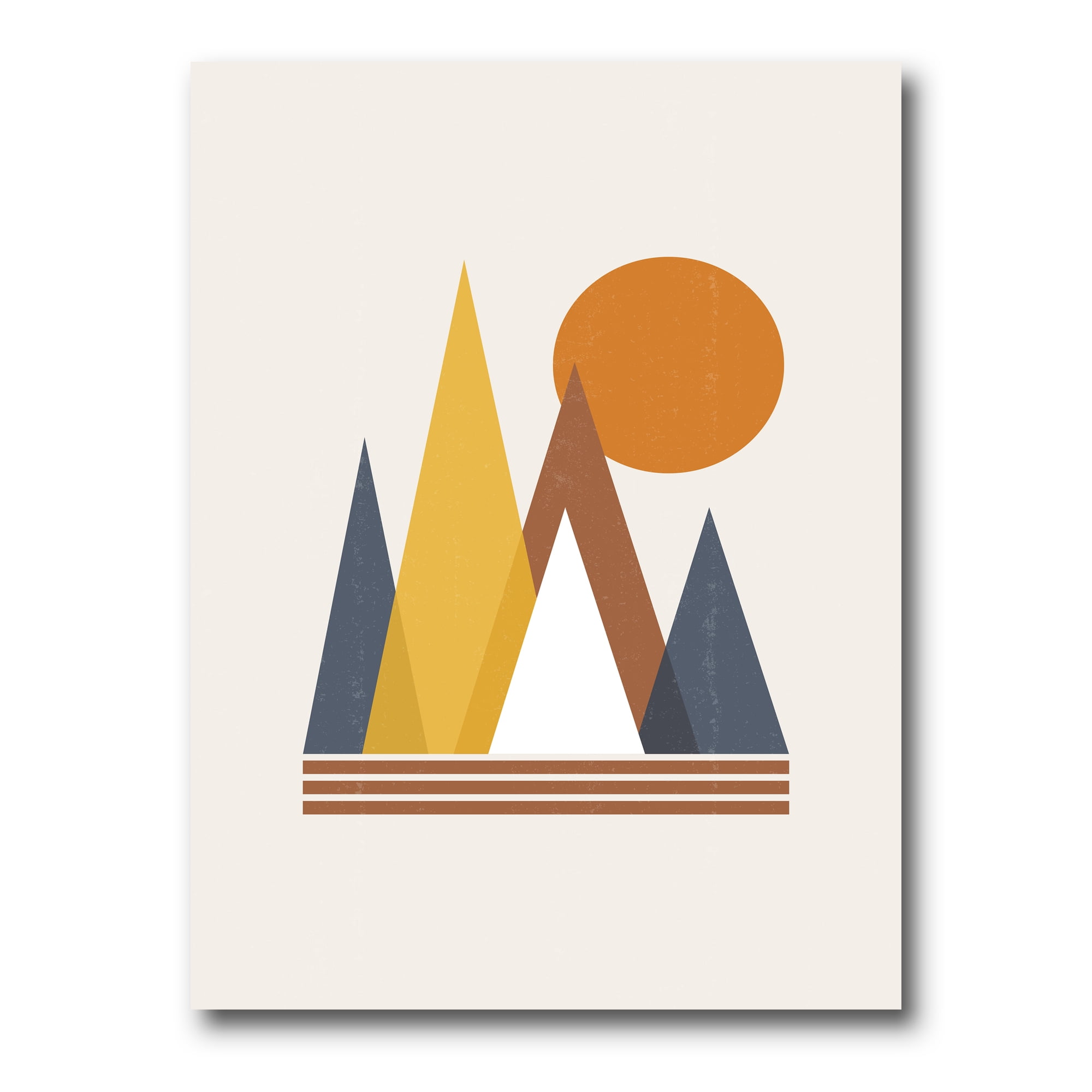 Sun and Mountain Abstract 30 in x 40 in Painting Canvas Art Print, by Designart