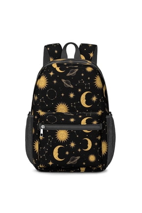 Sun and Planet Gothic Pattern 17" Waterproof Oxford School Backpacks for Teens, S-Shape Padded Straps, for School, Travel, Hiking, Camping
