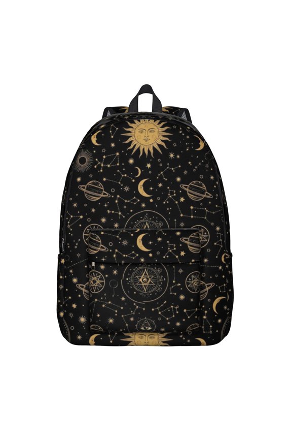 Sun and Planet Gothic Pattern Backpack for School, Cute School Bag with Adjustable Shoulder Straps and Padded Back, 15.7"x11.8"x5.5"