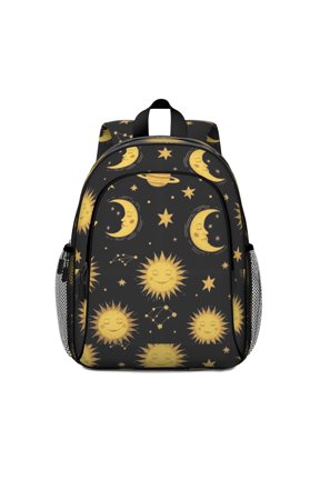 Sun and Planet Gothic Pattern Backpack for School, Cute School Bag with Adjustable Shoulder Straps and Padded Back, 15"x11.42"x5.5"