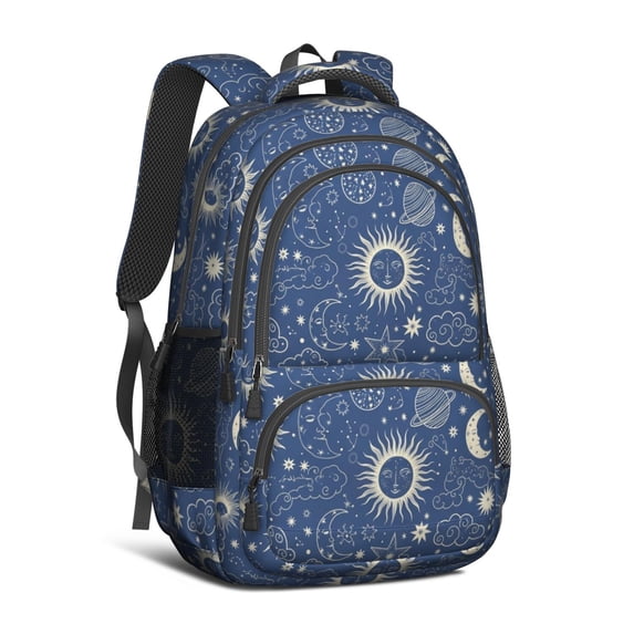 Sun and Planet Gothic Pattern Backpack for School, Cute School Bag with Adjustable Shoulder Straps and Padded Back, 16.9"x12.6"x5.9"
