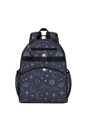 Sun and Planet Gothic Pattern Cute School Backpack Bag for School with Padded Back and Adjustable Shoulder Straps 15.25"x11.5"x5.25"