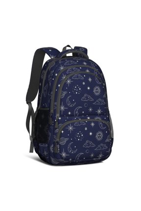 Sun and Planet Gothic Pattern Cute School Backpack Bag with Padded Back and Adjustable Shoulder Straps 16.9 X 12.6 X 5.9 Inches
