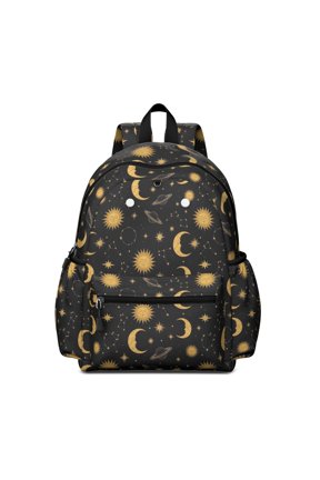 Sun and Planet Gothic Pattern Cute School Backpack with Padded Back and Adjustable Shoulder Straps 13.4"x11"x4.7"