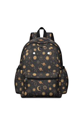 Sun and Planet Gothic Pattern Cute School Backpack with Padded Back and Adjustable Shoulder Straps 13.4"x11"x4.7"