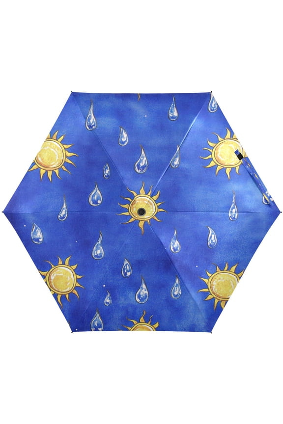 Sun and Raindrops Umbrellas for Sun Auto Open Close UV50+ Waterproof 5-Fold Compact Fiberglass Frame