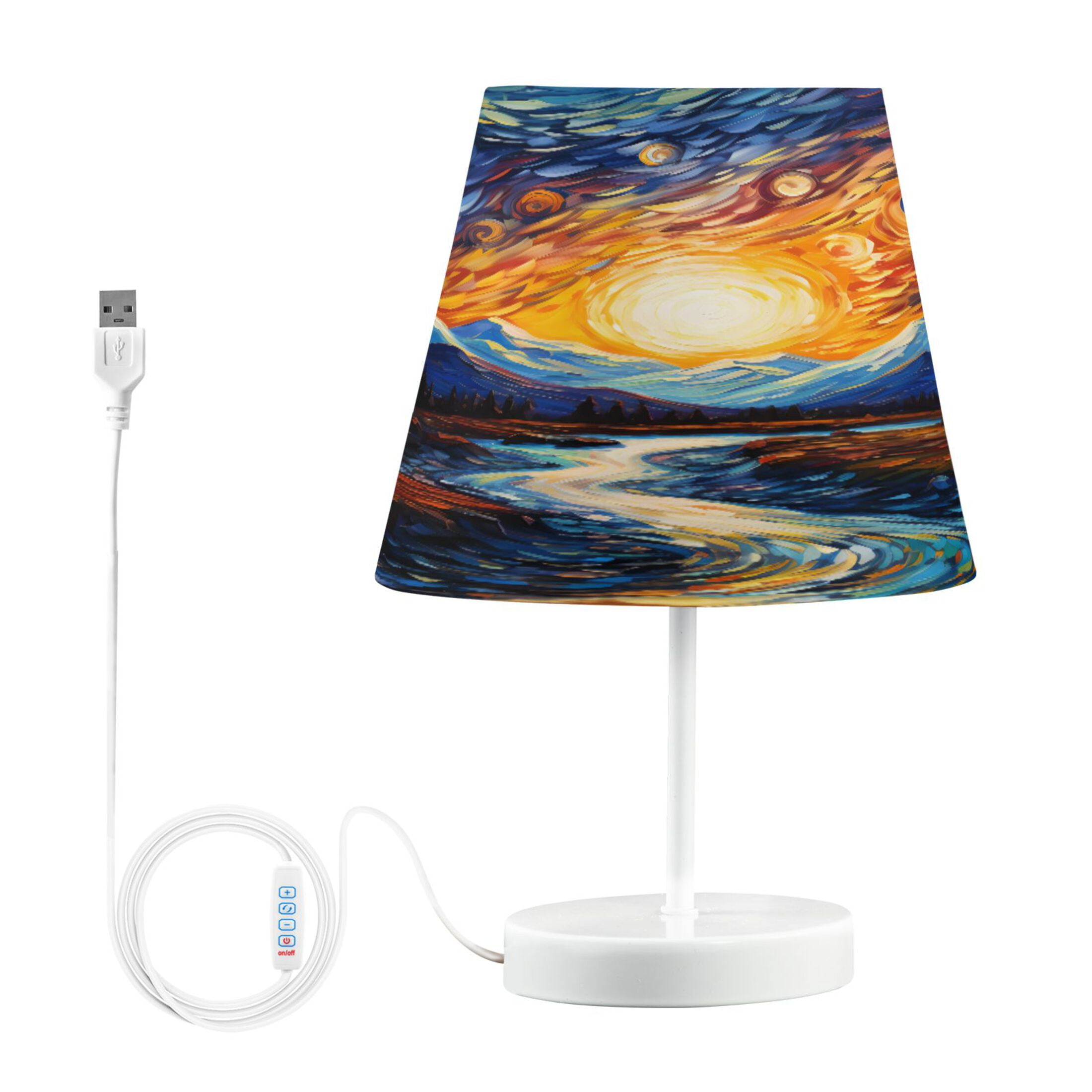 Sun and River Oil Painting Desk Lamp LED Table Nightstand Lamps with 3 Color Temperatures for Home Bedroom Living Room Decor 8x12