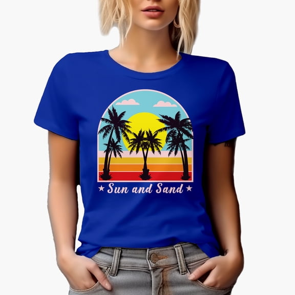 Sun and Sand, Summer Themed, Royal Blue T-Shirt, XL