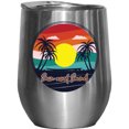 thumbnail image 1 of Sun and Sand with Surf Board & Palm Trees, Stainless Steel 12oz Wine Tumbler, 1 of 5