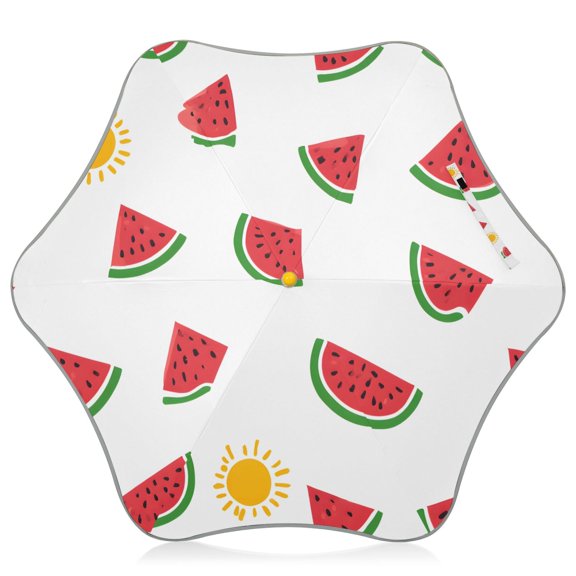 Sun and Watermelon Kids Umbrella Rain Umbrella Clear Grip Handle Folding Umbrellas UV50+ 35in
