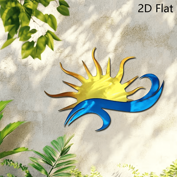 Sun and Wave Metal Wall Art, Coastal Nautical Decor for Living Room or Hallway