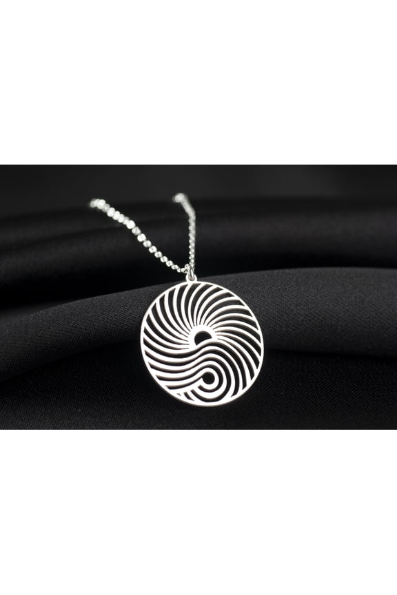 Sun and Wave Necklace, Surf in Florida in Sterling Silver Necklace for Women - Silver Necklace