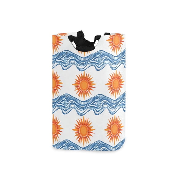 Sun and Waves Laundry Basket with Handles Foldable Laundry Hamper Freestanding Washing Bin 50L