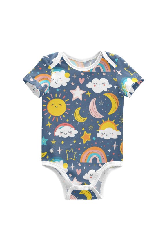 Sun and White Clouds Baby Bodysuits 100% Cotton Short Sleeve for 0-24 Months Baby Golf Outfit 18Months