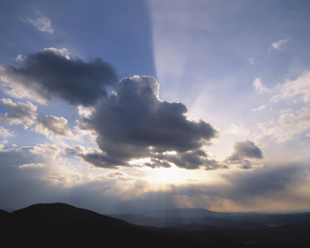 Sun bursting through clouds near Bangor Maine Canvas Art - Panoramic Images (29 x 36)