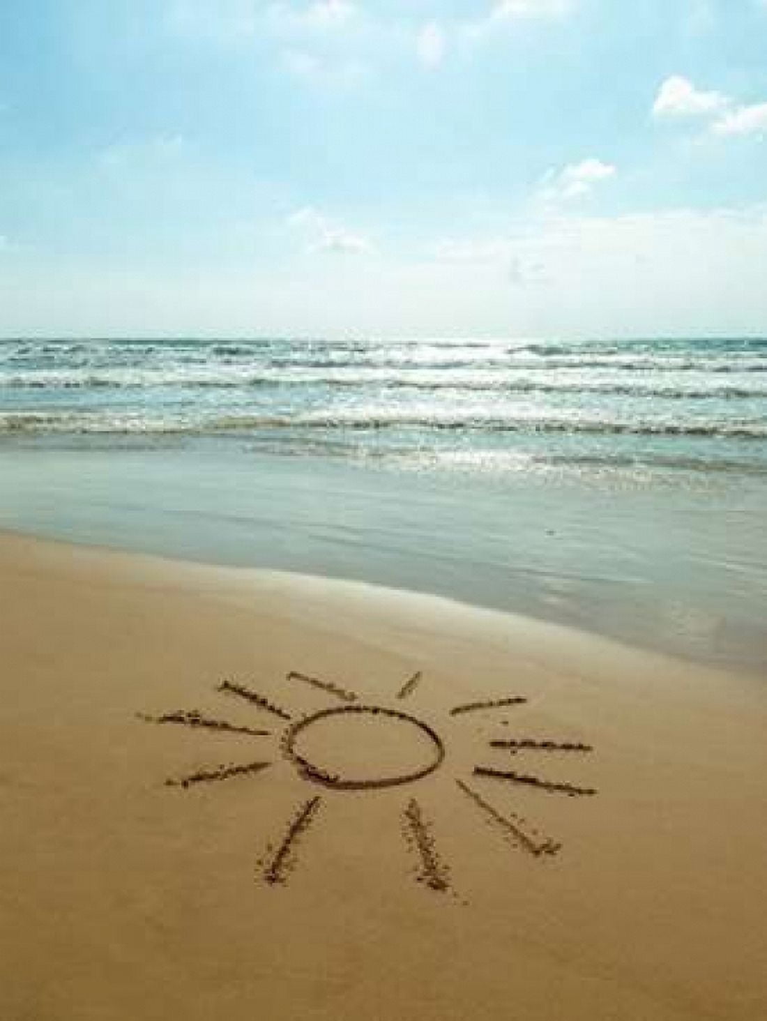Sun drawn on the beach Canvas Art - Assaf Frank (18 x 24)