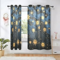 Sun in Blue and Black Blackout Curtains Thermal Insulation 63 inch Grommet for Bedroom Living Room Bathroom Kitchen Windows 2 Pack