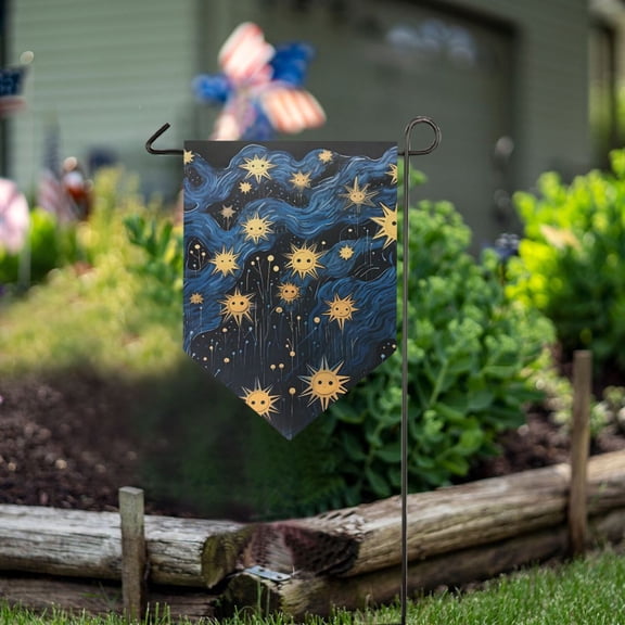 Sun in Blue and Black Garden Flag 18" x 12.5" Double Sided Yard Lawn Outdoor Decor Small Yard Flags