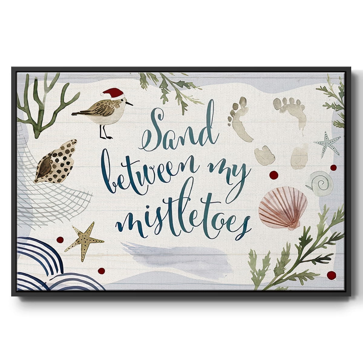Sun-kissed Christmas Collection A - Framed Gallery Wrapped Holiday Canvas - 17 x 25 - Black Frame