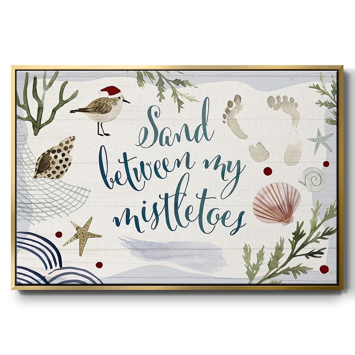 Sun-kissed Christmas Collection A - Framed Gallery Wrapped Holiday Canvas - 27 x 41 - Gold Frame