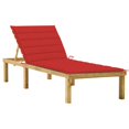 Sun lounger with red cushion Impregnated pinewood